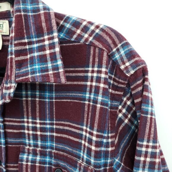 Men's L.L. Bean Chamois Cloth 100% Cotton Traditional Fit Plaid Flannel Shirt M - Picture 7 of 16
